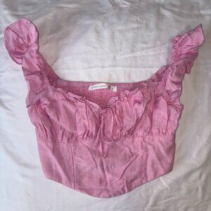 Alter'd State Pink Bousier Crop Top with Smocked Back